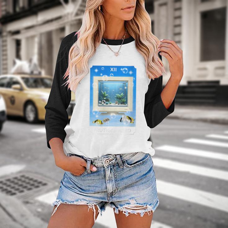 Frutiger Aero Aesthetic Tech Computer Aquarium Tarot Card Baseball Raglan Shirt Frutiger Aero Aesthetic Tech Computer Aquarium Tarot Card Baseball Raglan Shirt