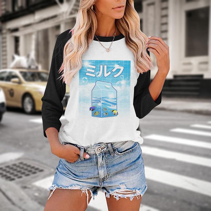 Frutiger Aero Aesthetic Tech Kawaii Milk Underwater Fishes Baseball Raglan Shirt Frutiger Aero Aesthetic Tech Kawaii Milk Underwater Fishes Baseball Raglan Shirt