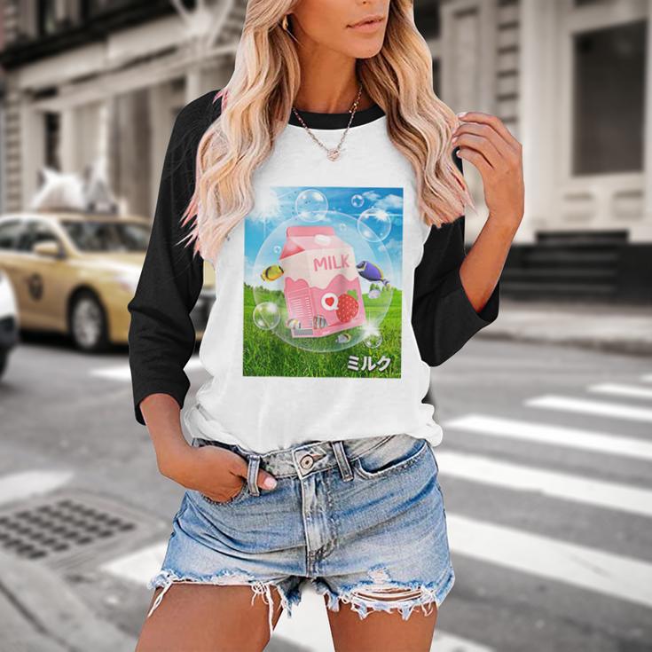 Frutiger Aero Aesthetic Tech Kawaii Strawberry Milk Fishes Raglan Baseball Tee Baseball Raglan Shirt Frutiger Aero Aesthetic Tech Kawaii Strawberry Milk Fishes Raglan Baseball Tee Baseball Raglan Shirt