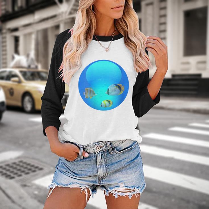 Frutiger Aero Aesthetic Tech Orb Fishes Baseball Raglan Shirt