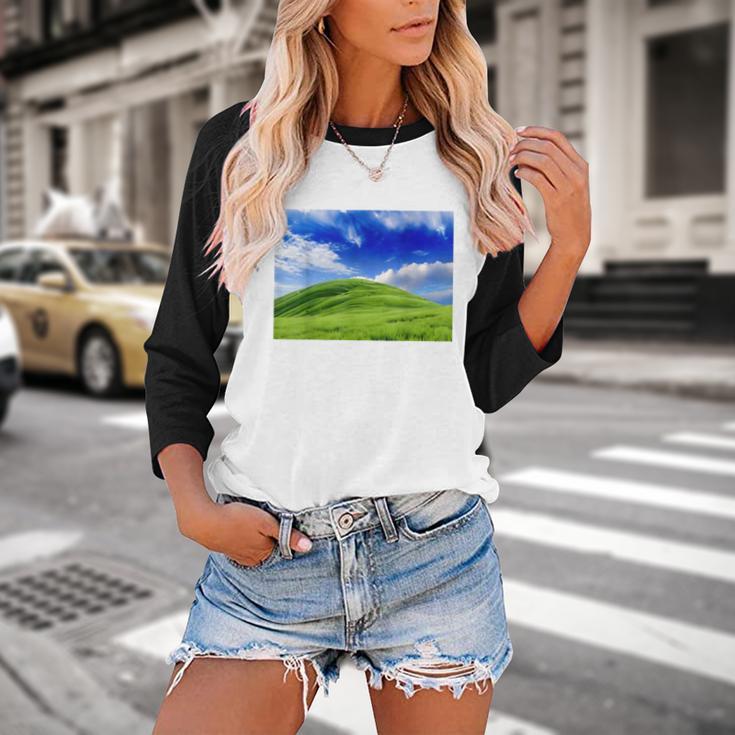 Frutiger Aero Meadow Aesthetic Y2k 2000s Ironic Nostalgic Baseball Raglan Shirt Frutiger Aero Meadow Aesthetic Y2k 2000s Ironic Nostalgic Baseball Raglan Shirt