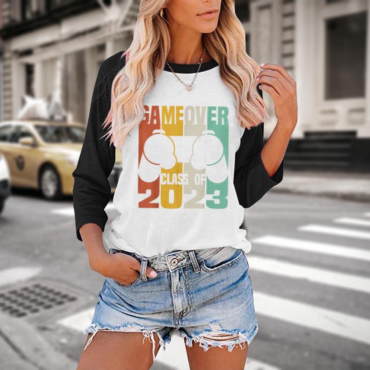 GAME OVER Class Of 2023 Video Games Vintage Graduation Gamer Baseball Raglan Shirt
