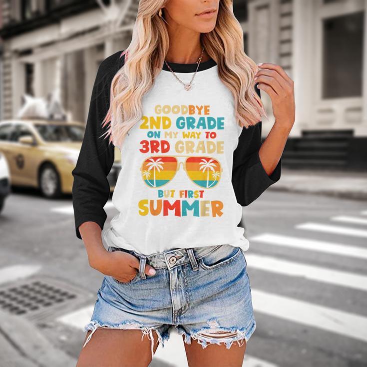 Goodbye 2nd Grade Graduation To 3rd Grade Hello Summer Kids Baseball Raglan Shirt