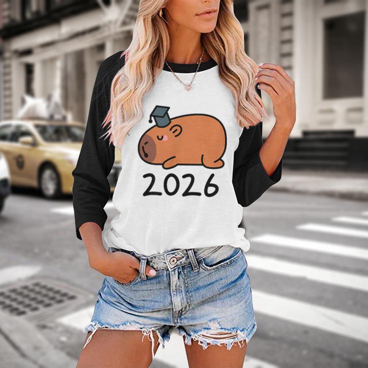 Grad Class Of 2026 Capybara Graduation Graduated Kids Baseball Raglan Shirt