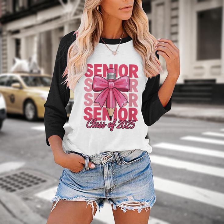 Graduate 2025 For Senior 2025 Graduation Coquette Pink Bow Baseball Raglan Shirt