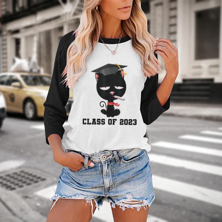 I Graduated Class Of2023 Cat Graduation Baseball Raglan Shirt