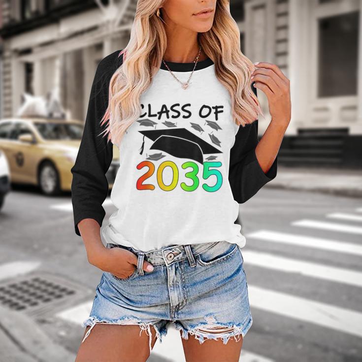Graduation Class Of 2035 Hand Prints Space Pre-K -12th Grade Baseball Raglan Shirt