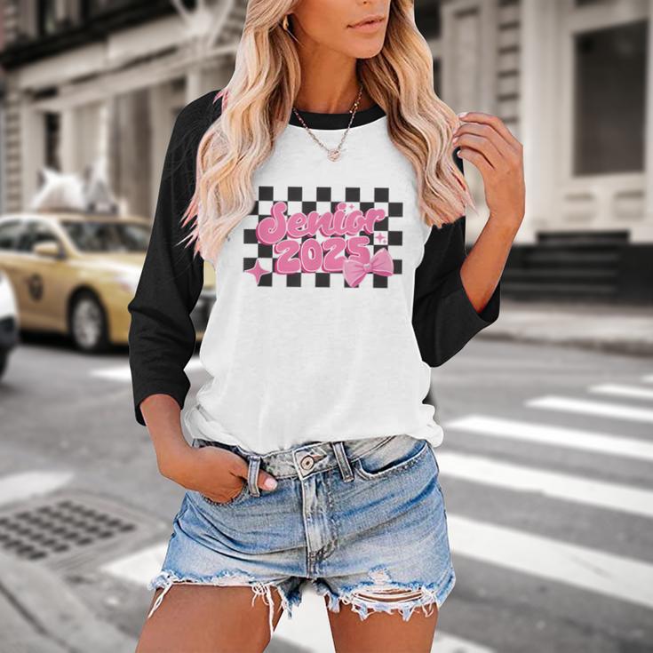 Groovy Senior Class Of 2026 Coquette Pink Bow Graduation Baseball Raglan Shirt