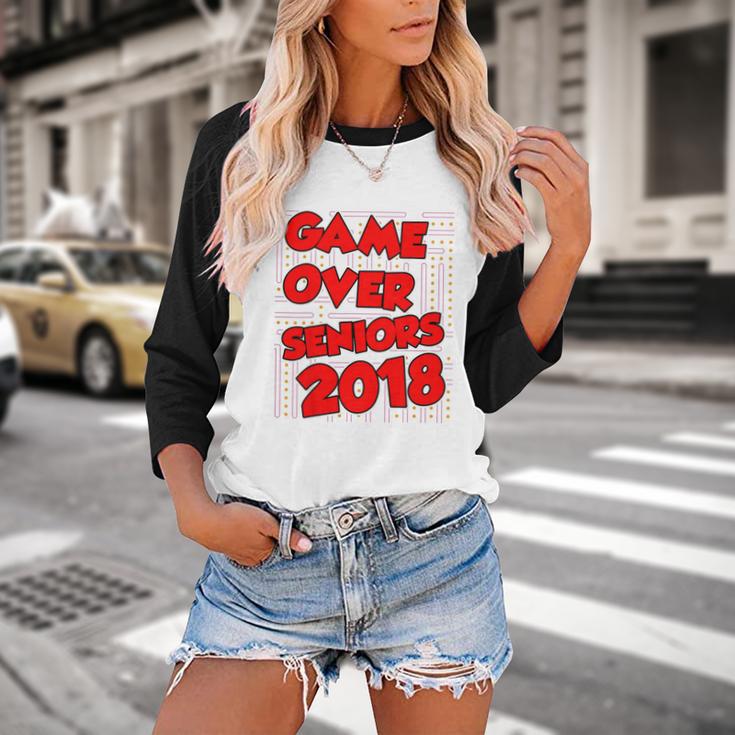 High School Graduation Tshirt Game Over Senior Class Of 2018 Baseball Raglan Shirt