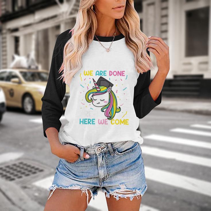 Kids Daycare Graduation Unicorn Last Day Of School Kids Baseball Raglan Shirt