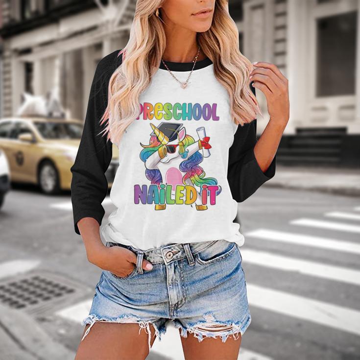 Kids Preschool Graduate Unicorn Nailed It Preschool Graduation Baseball Raglan Shirt