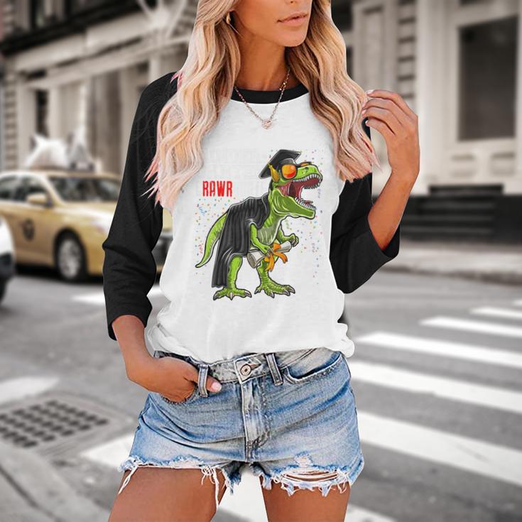 Kindergarten Grawrduate Dinosaur Graduation Cap Shirt Baseball Raglan Shirt
