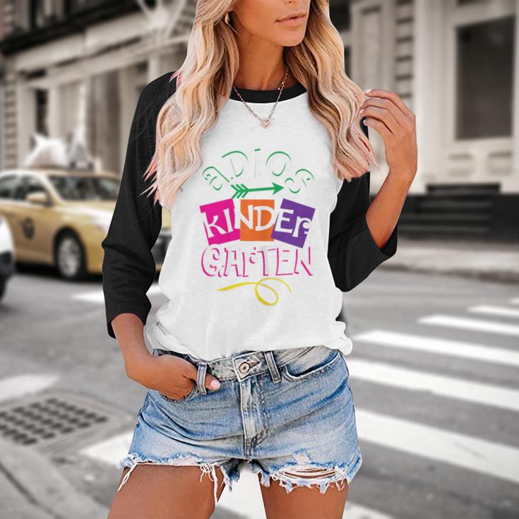 Last Day Of School Adios Kindergarten Graduation Kids Girls Baseball Raglan Shirt