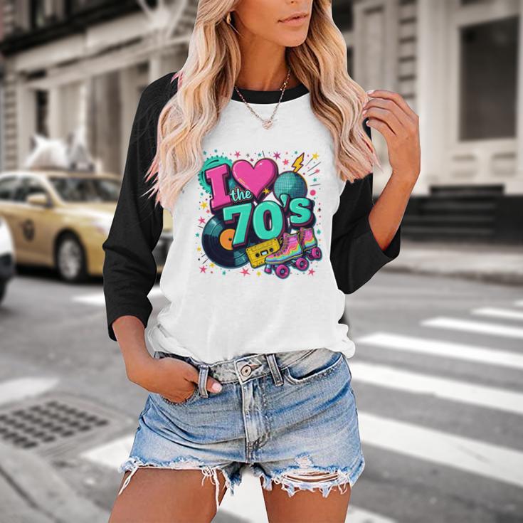 I Love The 70s Retro Cassette Roller Vinyl Disco Nostalgia Baseball Raglan Shirt