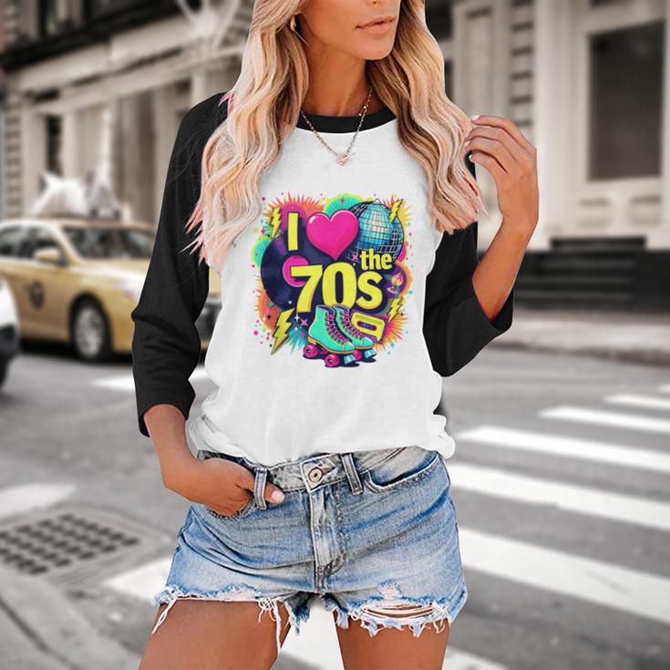 I Love The 70s Retro Cassette Roller Vinyl Nostalgia Vibes Baseball Raglan Shirt
