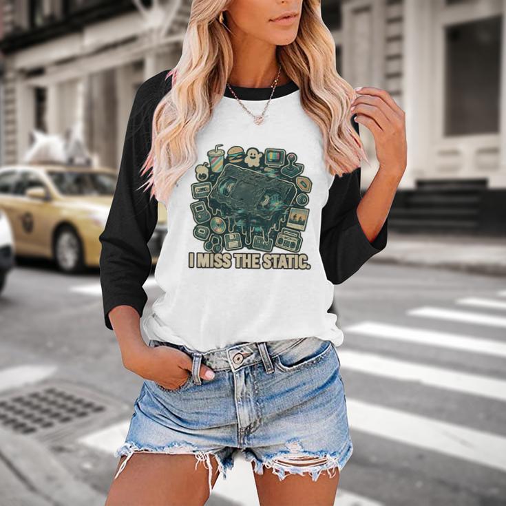 I Miss The Static Retro VHS Nostalgia Art Baseball Raglan Shirt I Miss The Static Retro VHS Nostalgia Art Baseball Raglan Shirt