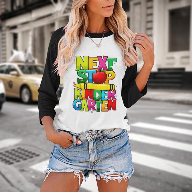 Next Stop Kindergarten Preschool Graduation 2023 Boys Girls Baseball Raglan Shirt
