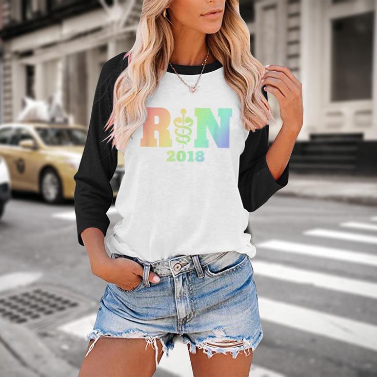 Nurse Graduation Shirt RN Est 2018 Rainbow Tshirt Baseball Raglan Shirt