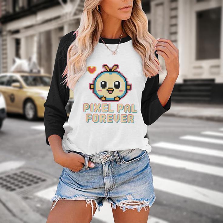 Pixel Art Pet Y2K Retro Vintage Digital Nostalgia Y2K Tech Baseball Raglan Shirt