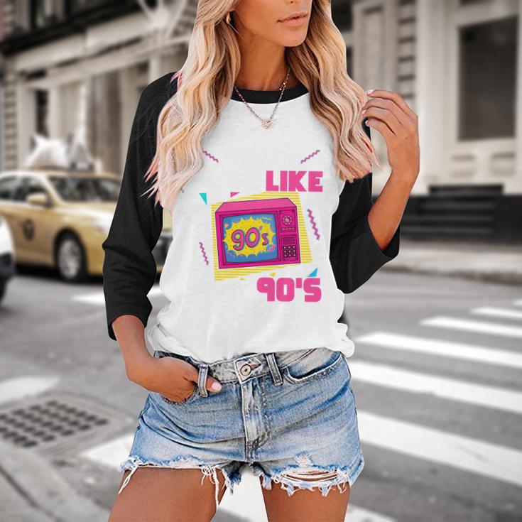 Rad Just Like The 90s 90s Aesthetic Nostalgia 1990s Retro Baseball Raglan Shirt