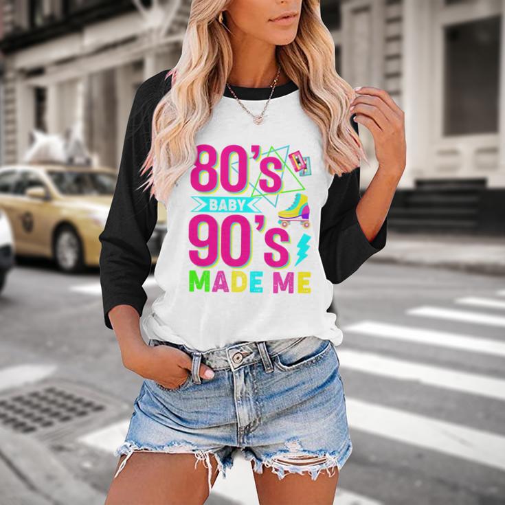 Retro 1980s 80's Baby 1990s 90's Made Me Nostalgia Vibes Premium Tri-Blend Baseball Raglan Shirt
