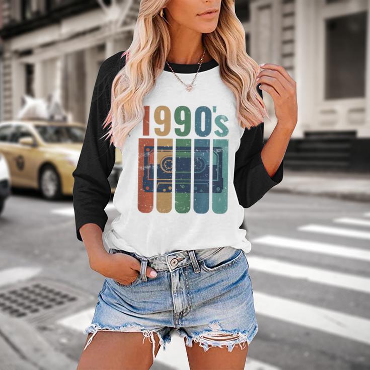 Retro Nineties Style Audio Tape Nostalgia Year 1990 Premium Tri-Blend Baseball Raglan Shirt