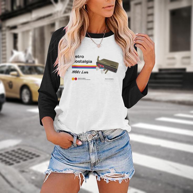 Retro Nostalgia 1980s Love Graphic Baseball Raglan Shirt
