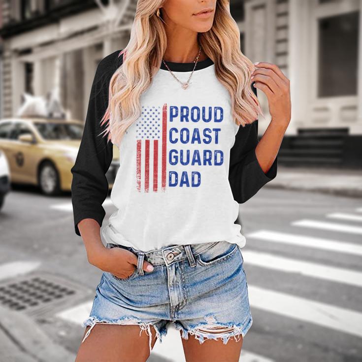 Retro Proud Coast Guard Dad Graduation Dad Usa Flag Outfit Baseball Raglan Shirt