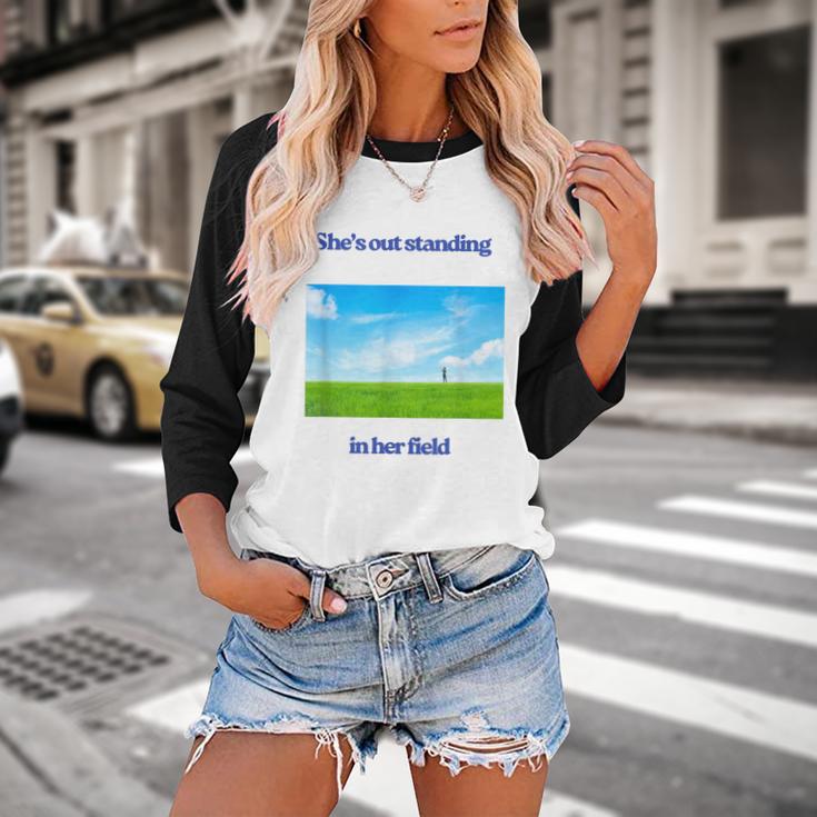 Out Standing In Her Field Graduation Tee Baseball Raglan Shirt