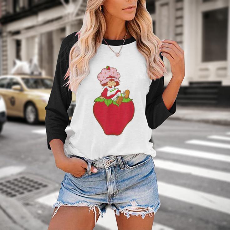 Strawberry Shortcake Sitting On Strawberry Retro Nostalgia Baseball Raglan Shirt Strawberry Shortcake Sitting On Strawberry Retro Nostalgia Baseball Raglan Shirt