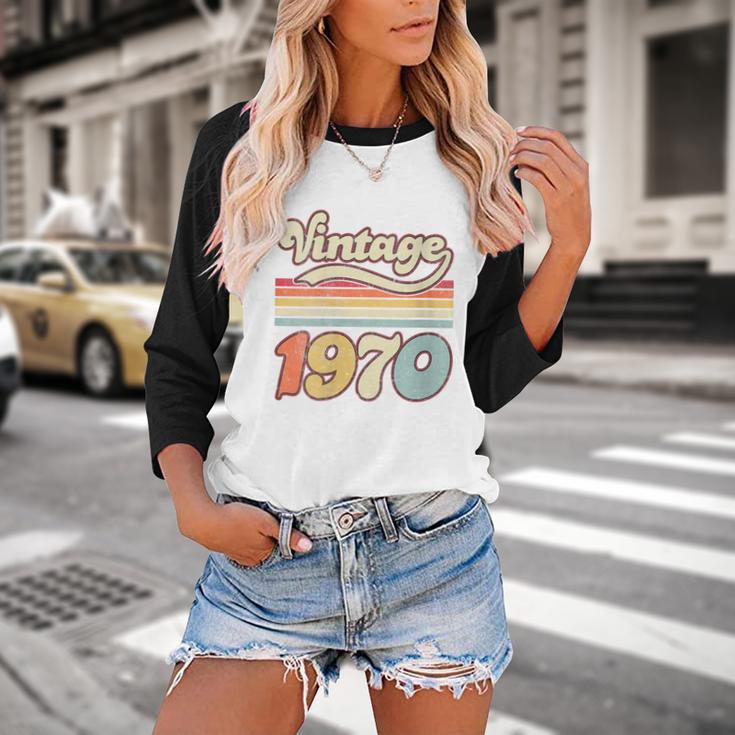 Vintage 1970 Birthday Retro Style 70's Born Nostalgia Outfit Baseball Raglan Shirt