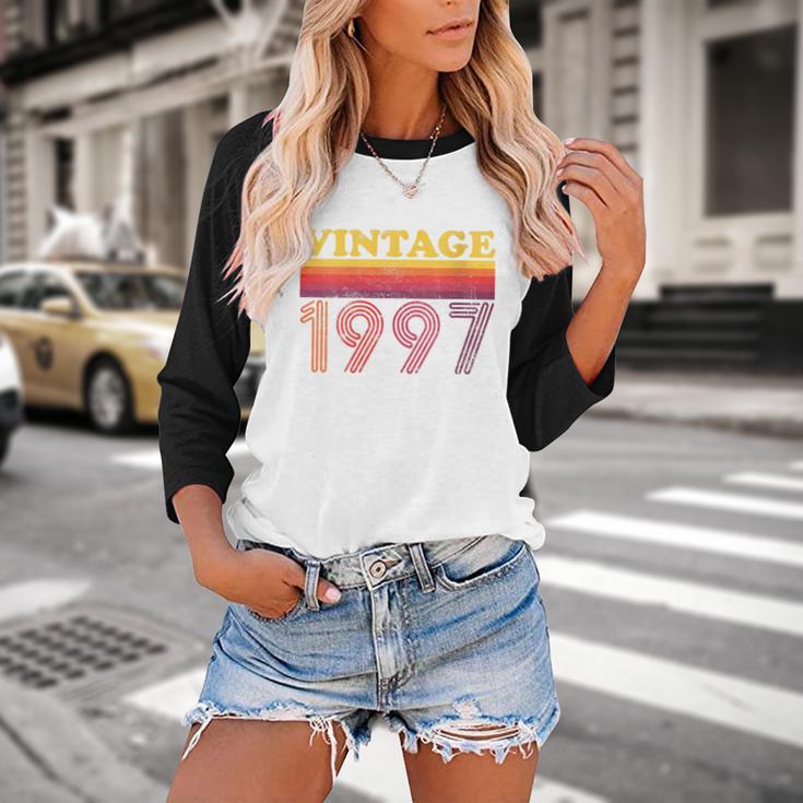 Vintage 1997 Retro Style 90's Born Nostalgia Vibes Birthday Baseball Raglan Shirt