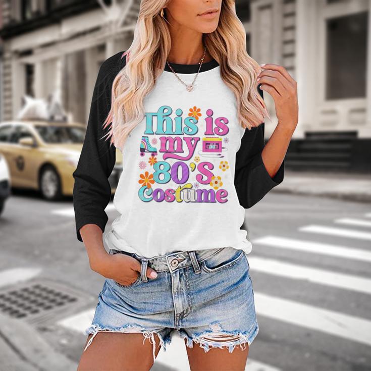Vintage 80s Costume Nostalgia 1980s Fashion Cute Girls Women Baseball Raglan Shirt