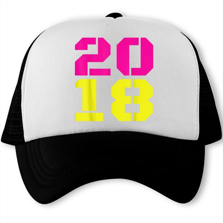 2018 Big Neon Numbers For The New Year Or Graduation Trucker Cap