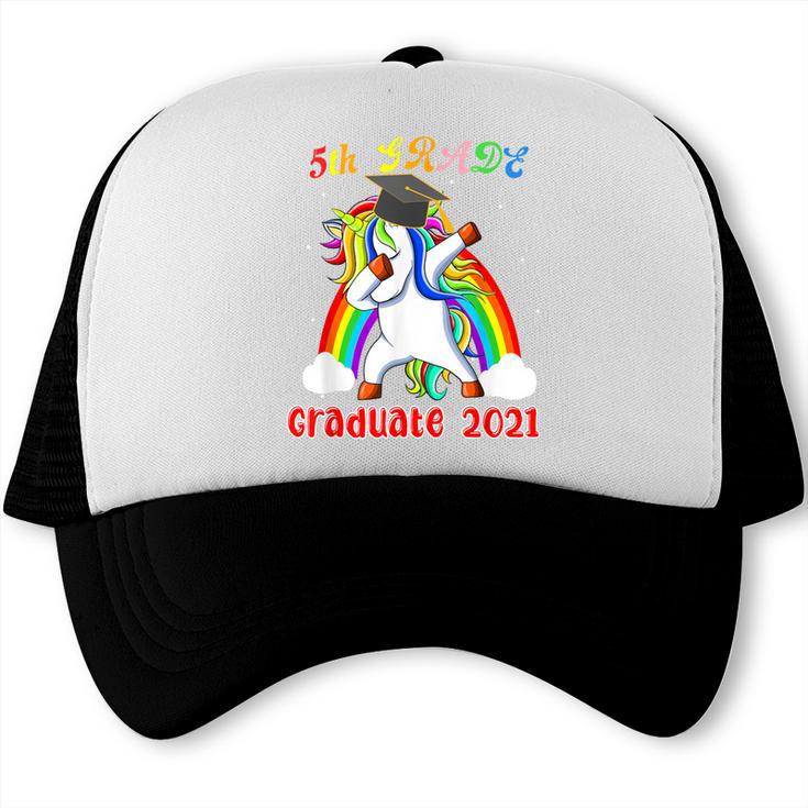 5th Grade Graduate Class 2021 Dabbing Unicorn Graduation Trucker Cap