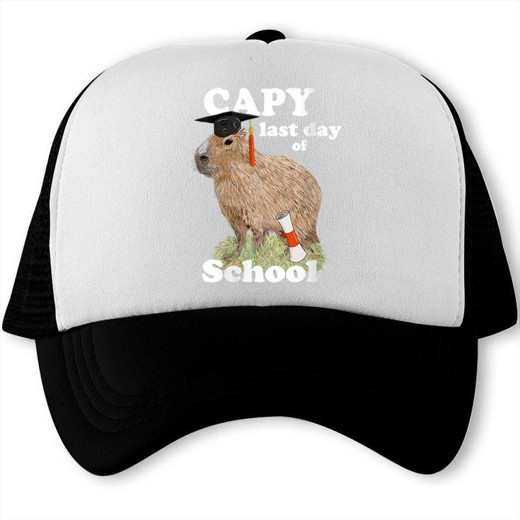 Capy Last Day Of School Capybara Graduation Quote Trucker Cap