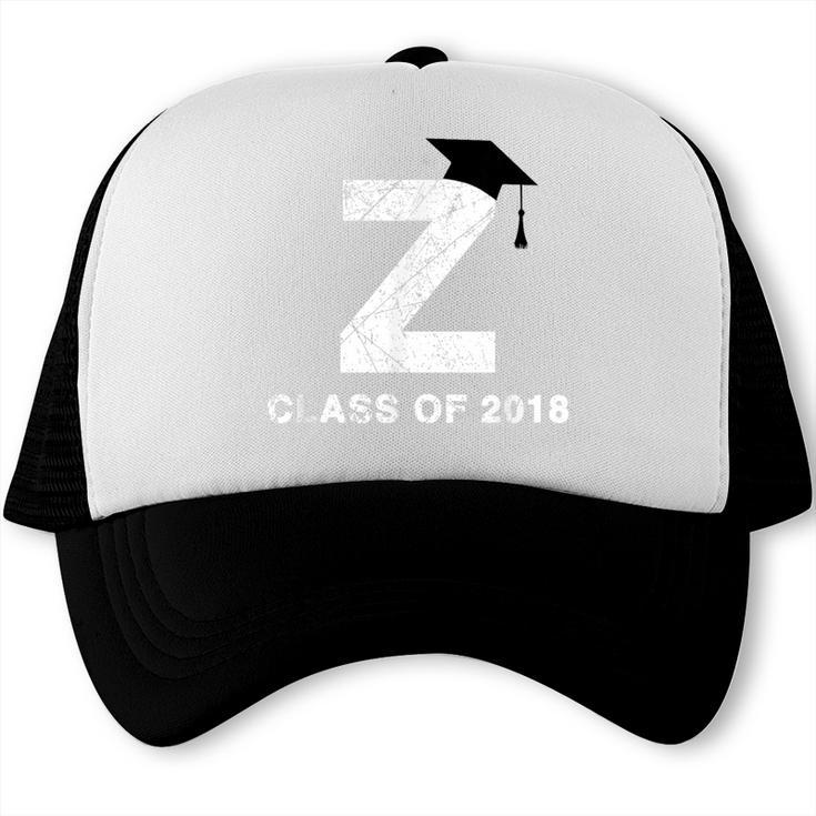 Class Of 2018 Last Name Letter Z Graduation Trucker Cap