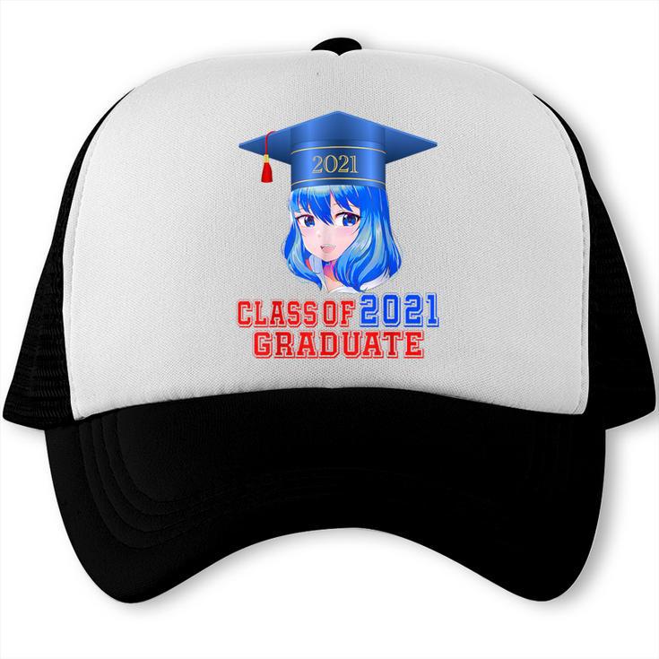 Class Of 2021 Graduate Kawaii Anime Girl School Graduation Trucker Cap