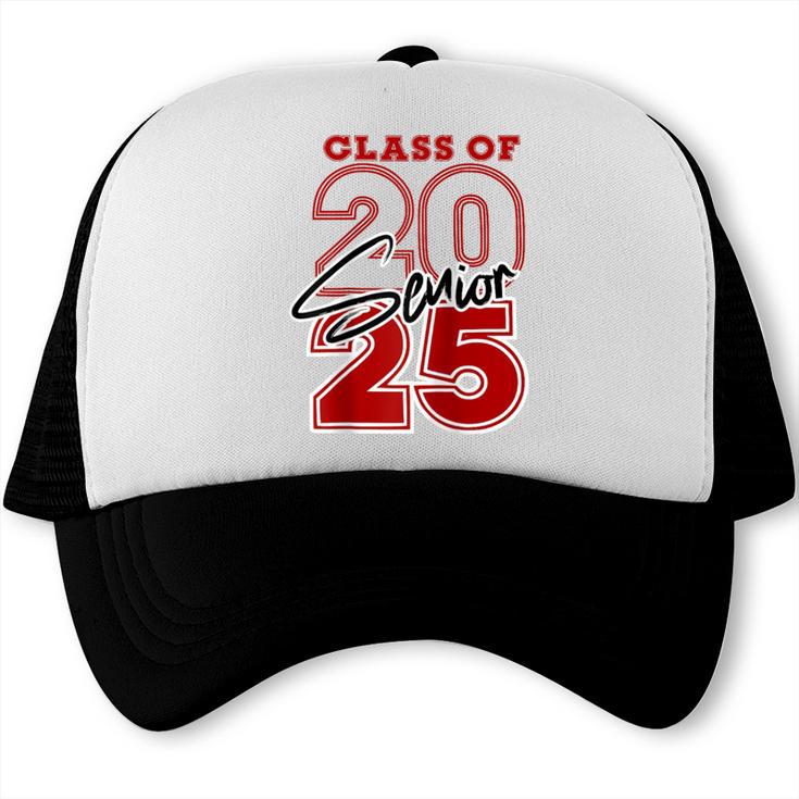 Class Of 2025 Senior 2025 Graduation Red Raglan Baseball Tee Trucker Cap