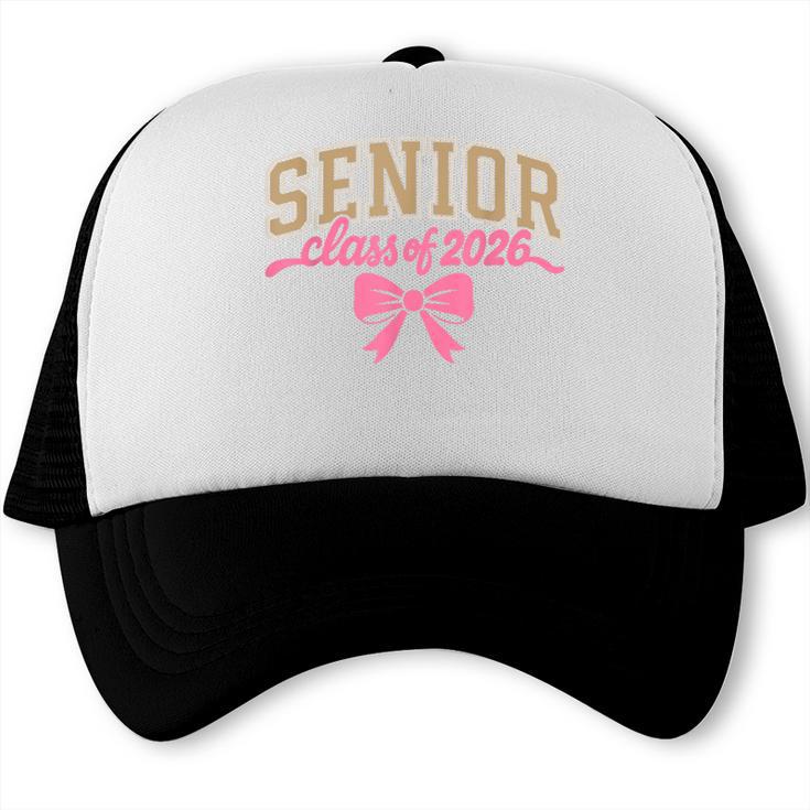 Class Of 2026 Pink Coquette Bow Senior Graduation Trucker Cap