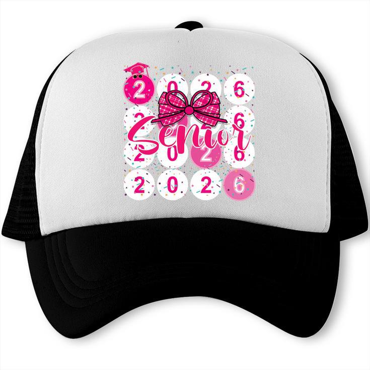 Class Of 2026 Senior Coquette Pink Bow Graduation Family Premium Tri-Blend Trucker Cap