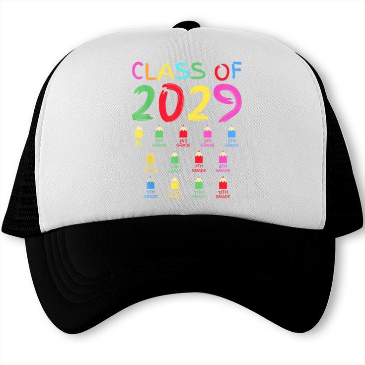 Class Of 2029 Senior Class 2029 Idea Graduation Grow With Me Trucker Cap