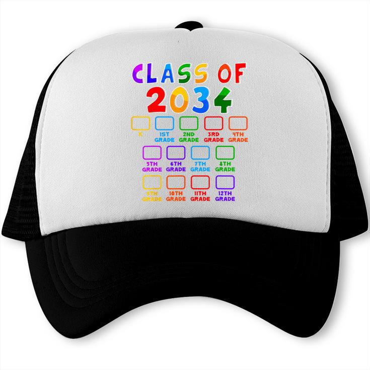Class Of 2034 Grow With Me Graduation First Day Of School Trucker Cap