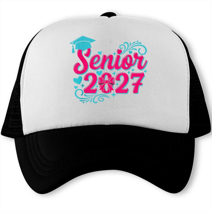 Coquette Pink Bow Senior 2027 Class Of Graduation Trucker Cap