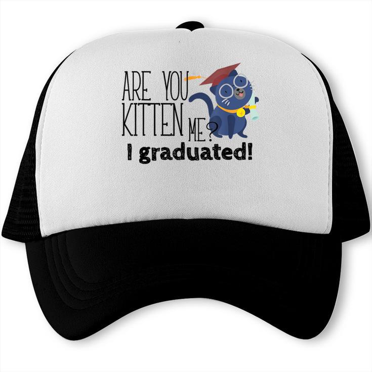 Cute Graduation Cat Masters High School T-Shirt For Men Women Kids Trucker Cap