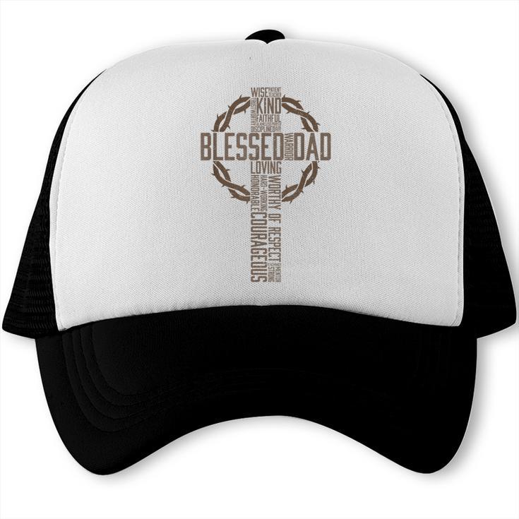 For Dad Husband Blessed Dad Christian Trucker Cap For Dad Husband Blessed Dad Christian Trucker Cap