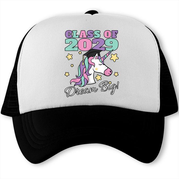 Girls Class Of 2029 Magical Unicorn Graduation Cap Trucker Cap