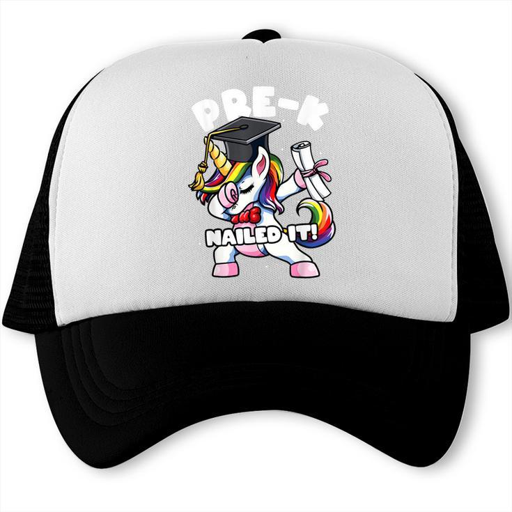 Girls Dabbing Unicorn Pre-K PreSchool Nailed It Graduation Trucker Cap