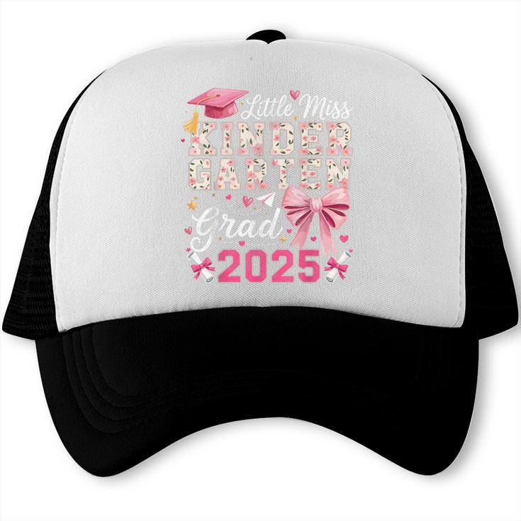 Girls Little Miss Kindergarten Grad 2025 Coquette Graduation Trucker Cap