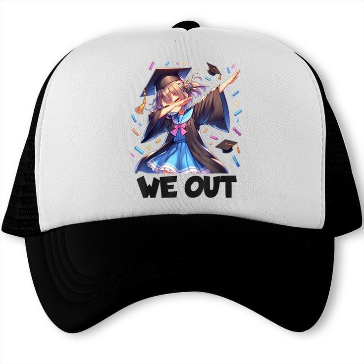 We Out Graduate Dabbing Anime Girl Grad Graduation Trucker Cap